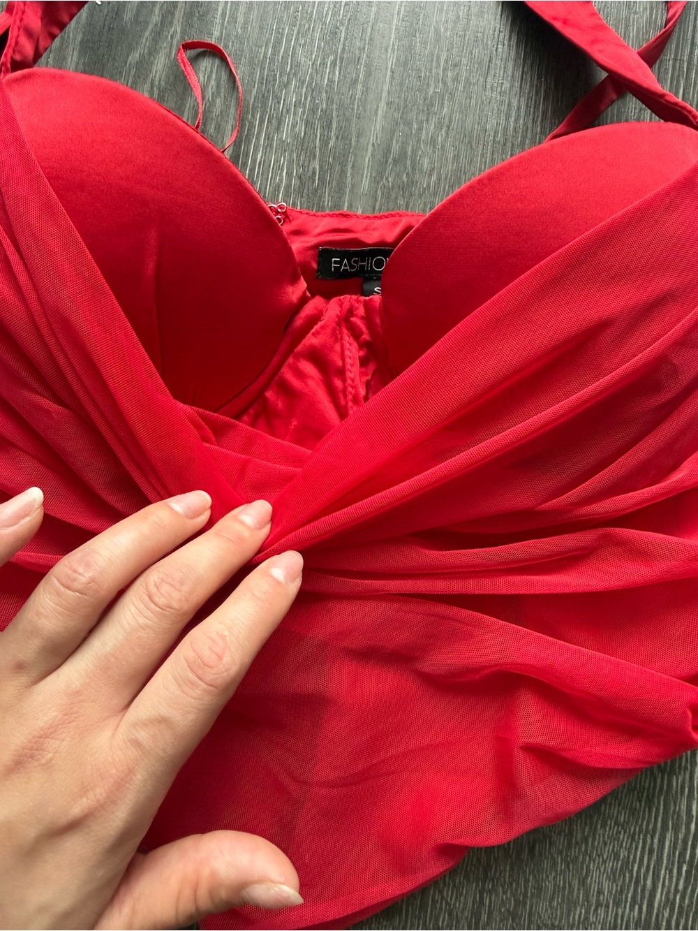 Red Ruched Sweetheart Bustier Top - Picture 4 of 11